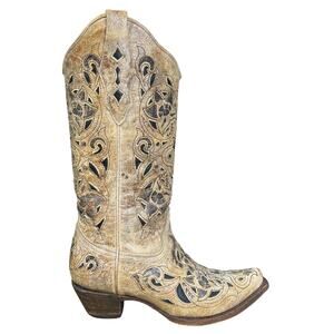Corral Vintage Women’s Brown Inlay Western Cowgirl Boots Size US 7.5